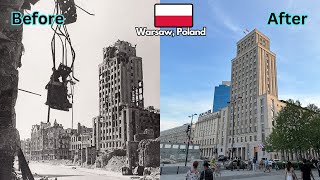 The most destroyed Capital of WW2 Warsaw Now amp Then 1945 vs 2024 [upl. by Aislehc988]