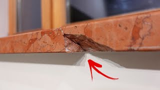 Restoration of a window sill from a stone DIY  How to repair damage to the stone [upl. by Llednew194]