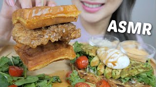 Chicken and waffles with Avocado Toast Sweet amp Savoury Brunch Relaxing Soft Eating Sounds  NE [upl. by Akin660]