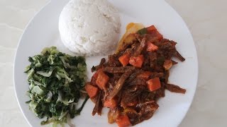 MAPISHI NA TK  UGALI DAGAA NA MBOGA MAJANI TANZANIA FOOD [upl. by Nibor]