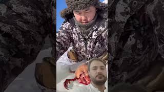 permafrost winter food seafood outdoorcuisine seafoodrecipes fishing primitivecamping fish [upl. by Ahserak]