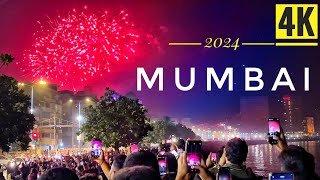 Mumbai New Year Night View At Marine Drive 2024  4K ULTRA HD City Walking Tour [upl. by Treulich385]