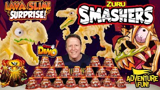 6 Zuru Smashers Lava Slime Surprise Dino Skeletons Series 4 With TRex Adventure Fun Toy review [upl. by Cardon728]