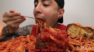 Bites Only CHEESY SPAGHETTI BOLOGNESE SPICY FUSILLI MEATBALLS WITH SAUCE VartanFresh Asmr [upl. by Refotsirhc121]