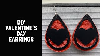 Diy Valentine’s Day Earrings  How to Cut Leather with a Cricut  DIY Earrings [upl. by Nnylatsyrk]