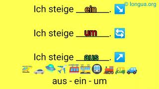 Vokabeln einsteigen umsteigen aussteigen das Auto das Tuktuk der Bus die Bahn das Flugzeug [upl. by Leihcim]