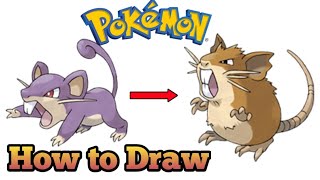 How to Draw Rattata and Raticate  Pokemon pokemon rattata raticate draw [upl. by Ymar]