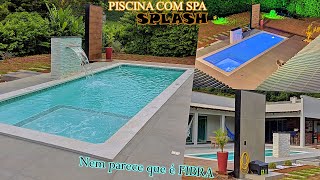 PISCINA DE FIBRA SPLASH Vale a pena Review Completo Modelo tradicional Spa com borda de pedra [upl. by Nawuq]