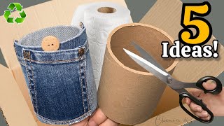 Transforming Cardboard Rolls amp Old Jeans 5 Genius Recycling Ideas 😱♻️ I Make Many and Sell Them All [upl. by Halsy]