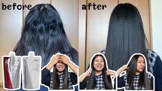 DIY Hair Rebonding at Home 2022  Shiseido Permanent Hair Straightening  Procedure amp Honest Review [upl. by Elyl]