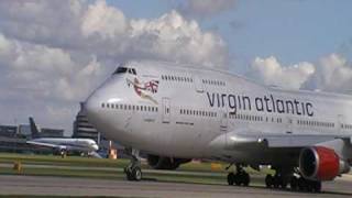 FULL Virgin Atlantic Boeing 747400 take off from Manchester Airport GVAST Ladybird [upl. by Amlet59]