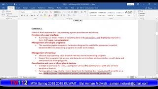 TM112 MTA Spring 2018 2019 KWAIT [upl. by Creighton]