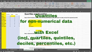 Excel  Quantiles and Quartiles nonnumeric [upl. by Yeldar]