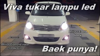 Perodua Viva upgrade pakai lampu LED Philips serius lawa [upl. by Pauly]