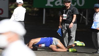 箱根駅伝予選会で悲劇 東海大３年生のロホマン・シュモンがゴール残り１０ｍで倒れ棄権 這いながらゴール向かうも審判長が判断、車いすで搬送 過酷な残暑響く チームは無念の落選 [upl. by Letnom80]