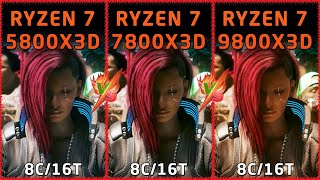 AMD Ryzen 7 5800X3D vs AMD Ryzen 7 7800X3D vs AMD Ryzen 7 9800X3D [upl. by Tisha234]