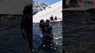 Child Rescued  Water Slide Challenge Grimentz 03 skiing ski switzerland suisse schweiz snow [upl. by Leahplar]