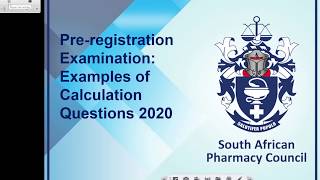 Examples of calculation questions SAPC PreRegistration Examination [upl. by Atinnor]