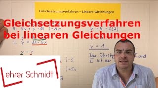 Gleichsetzungsverfahren  lineare Gleichungen  Schnittpunkt ermitteln  Lehrerschmidt [upl. by Minoru387]