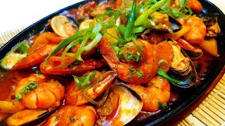 Sizzling Seafood Gambas Very tasty and Yummy😋 OH MY COOKING [upl. by Alyhc267]