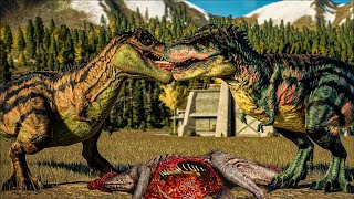 Tarbosaurus vs Indominus Rex Carnotaurus Indoraptor Acrocanthosaurus  Jurassic World Evolution 2 [upl. by Orlena210]