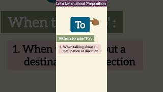 Preposition quotTo quot preposition englishlgrammar shorts [upl. by Abagail]