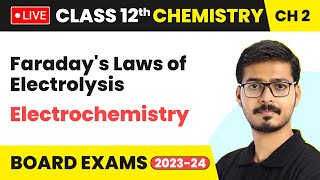 Faradays Laws of Electrolysis  Electrochemistry  Class 12 Chemistry Chapter 2 LIVE [upl. by Kelby974]