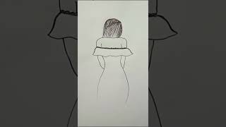 Simple Girl drawing  back side pose drawing ytshorts shorts drawing girl [upl. by Jane451]