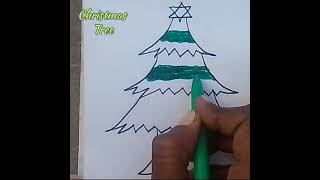 Easy Drawing  how to draw Christmas tree for beginners [upl. by Erastus]