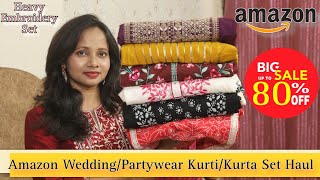 Amazon WeddingFestive Special KurtiKurta Set Haul  Heavy Embroidery Sets  Ranjana R [upl. by Arze]