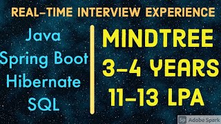 MINDTREE INTERVIEW EXPERIENCE  JAVASPRING BOOT SQL HIBERNATE REALTIME INTERVIEW EXPERIENCE [upl. by Wanonah]