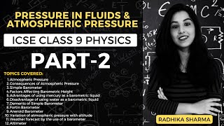 Pressure in Fluids amp Atmospheric Pressure  ICSE CLASS 9 Physics  Part2 [upl. by Trebliw115]