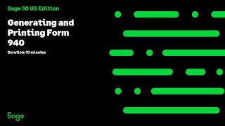 Sage 50 US  Generating and Printing Form 940 [upl. by Dammahom]