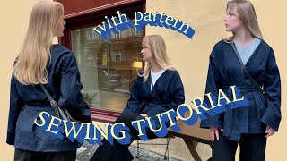 Sewing Tutorial Denim Kimono Jacket with digital pattern [upl. by Llerraf]