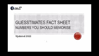 Guesstimate factsheet  What numbers to remember for solving guesstimates [upl. by Ahens]