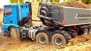 BEST OF STUCKING RC TRUCKS EXTREME OFFRAOD RC TRUCK AT THE CONSTRUCTION SITE RC SCALER IN WATER [upl. by Joelie]