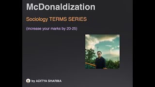 McDonaldization  Application in PYQ  Sociology Term series  Aditya sir [upl. by Latty]