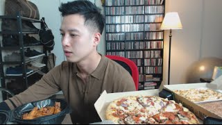 muKbang with THIEN Pizza Hut Chicken Alfredo Pasta and Hersheys Chocolate Brownie [upl. by Heyer]