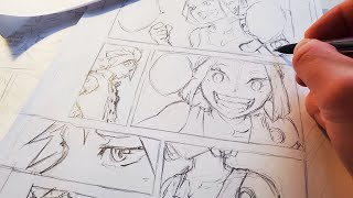 Sketching Full Manga Page  Anime Manga Drawing [upl. by Anifesoj192]