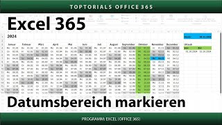 Datumsbereich im Kalender farbig markieren  Excel 365 Tutorial [upl. by Aicineohp]