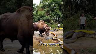 Large python and wild buffalo youtubeshorts snake pythonsnake animals bigpython animalworld [upl. by Tessa130]