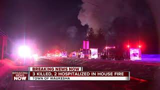 Three killed two hospitalized in Town of Waukesha house fire [upl. by Agem988]