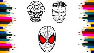 SpiderMan VS Hulk VS Ben Grimm Who Will Win SpiderMan Coloring Pages [upl. by Nihcas]