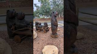 Mount Trotwood Park Carved Bear Pulls Wood Wagon with 2 Bears 4th Bear Stands Winter Springs [upl. by Salohci105]