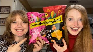 SMARTFOOD POPCORN NEW FLAVORS CHOCOLATE GLAZED DONUT AND NACHO CHEESE DORITOS [upl. by Dorrahs]