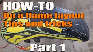 How to do a custom flame job layout on a motorcycle Tips and Tricks included [upl. by Elatan]