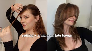 how i cut and style my curtain bangs [upl. by Saidel]