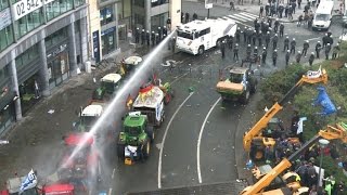 Tensions à la manifestation des agriculteurs européens [upl. by Ayikan]