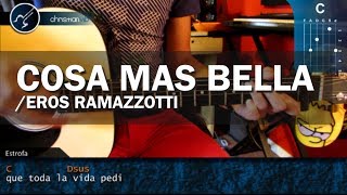 Cómo tocar quotLa Cosa Más Bellaquot de Eros Ramazzotti en Guitarra Acústica HD Tutorial  Christianvib [upl. by Nairim279]