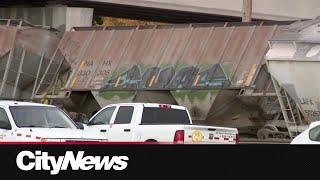 Train derails in southeast Calgary [upl. by Ihtak205]